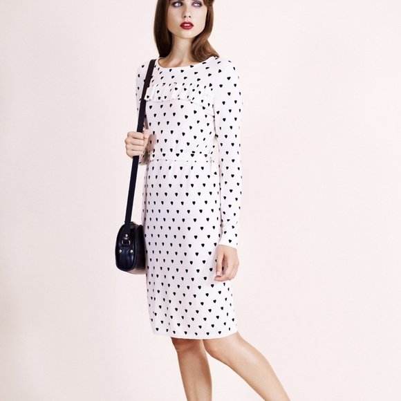 A.P.C. Dresses & Skirts - A.P.C. White Long Sleeve Dress full of Hearts